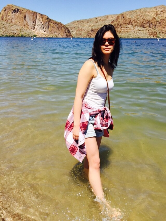 Enjoying a dip in the nice cool lake water. 