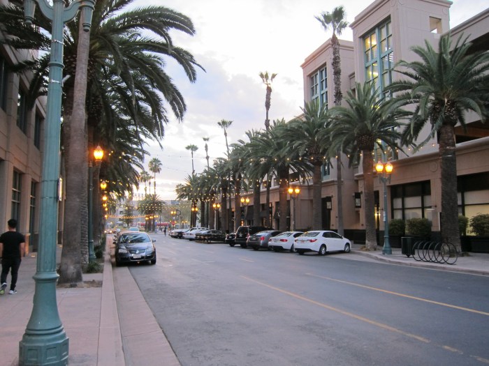 Strolling through downtown Anaheim.