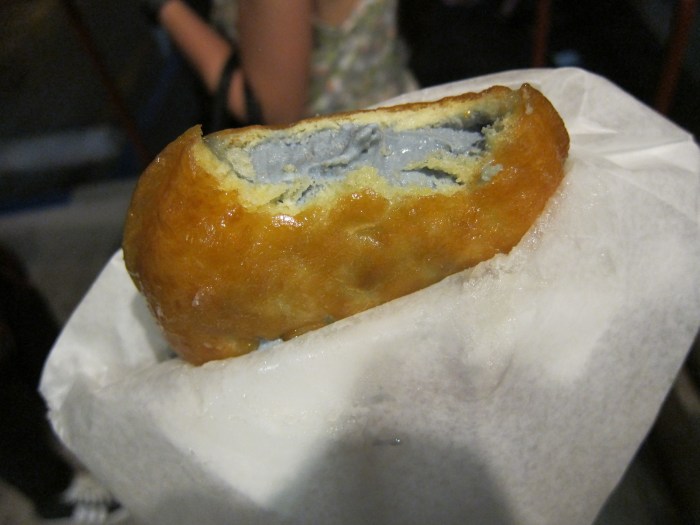 Yep. That's it! It's a great combo! We got the Jasmine green milk tea. We got a glazed donut. The donut comes out hot, they fill it with your choice of ice cream flavor. The coldness of the ice cream will somewhat harden up the warm donut which makes it a bit frozen and chewy. PERFECT! I totally want to go back and get another one!