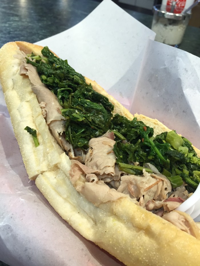 They were sold out of the pulled pork so just got the roast pork with the broccoli rabe. Hmmm, such a good mixture flavors! 